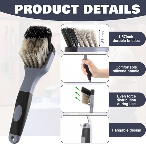 2 Pack 10" Horse Bucket Brush, Horse Bucket and Trough Scrub Brush, Water Buckets Brushes for Livestock Farm Equine Water Buckets Feed Trough Non Slip Grip Durable Synthetic Fiber Black Gray - color: Gray