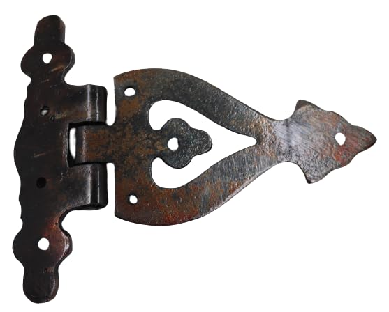 The Metal Magician Antique Brass T-Strap Hinges, Pack of 4 Heavy Duty Barn Door Hinges (5" x 4.5") for Wooden Fences Heavy Duty, Decorative, Farm Gate Hinge (Antique Brass) - color: 5inch T Hinge Antique Brass