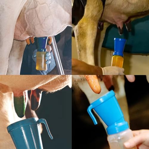 QMARK Teat Dip Cup, Blue, 300 ml, 2 Pack | Non Reflow, Nipple Cleaning Disinfection, For Cow Sheep Goat, Non-Return Teat Dipper
