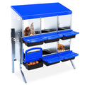 Chicken Nesting Boxes, 6 Compartments Chicken Laying Boxes, with Support Legs, Removable Plastic Tray, Easy to Clean, Roll Away Nesting Boxes for Chickens Laying Eggs, Blue