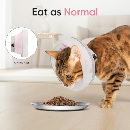 Supet Soft Cat Cone Collar to Stop Licking, Breathable Mesh Cone with Waterproof Liner Recovery Collar, for Kitten and Large Cats, Comfortable Elizabethan Alternative for Spay Neuter Grooming, M, Pink - color: Pink, size: M