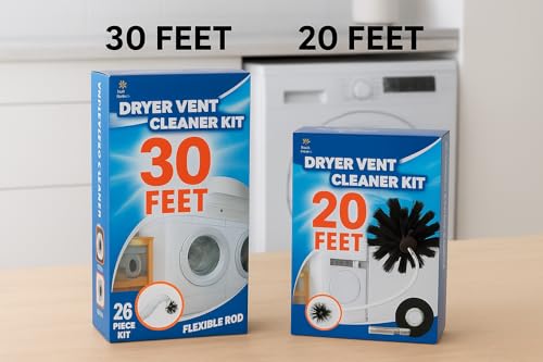 30-Feet Dryer Vent Cleaner Kit - Innovative Lint Remover Reusable Strong Nylon| Flexible Lint Brush with Drill Attachment for Faster Cleaning 30 Feet Long - size: 30 Feet