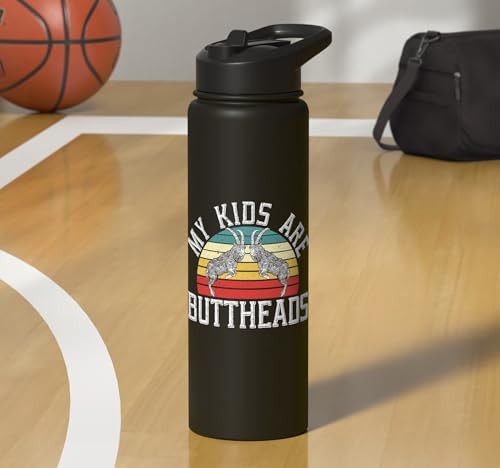 My Kids Are Buttheads Goat Whisperer Farm Animal Stainless Steel Insulated Water Bottle - color: Black