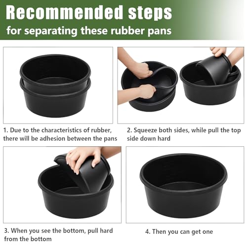 Sadnyy Rubber Feeder Pan, Rubber Feed Pan Utility Horse Feed Bucket Dog Bowl Horse Feeder for Cats Dogs Goats Chicken Dust Bath Container Animal Feeding (4 Quart/ 1 Gallon,4 Pcs) - size: 4 Quart/ 1 Gallon