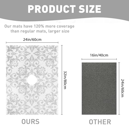 Square Shower Mat Non Slip: 32 x 24 Inch Extra Large Shower Mats with Drain Hole in Middle - PVC Loofah Anti Slip Shower Floor Matt for Inside Shower - color: Geometric Line, size: 32" x 24" (Rectangular)