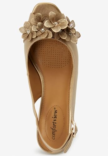 Comfortview Women's Wide Width The Rider Slingback - color: Gold, size: 8 Wide