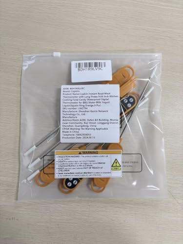 6 Pcs Instant Read Meat Thermometer Long Probe,Orange | Probe Waterproof Digital Thermometer, For Cooking BBQ Water Milk Liquids, Quick Accurate Food Temperature - color: Orange