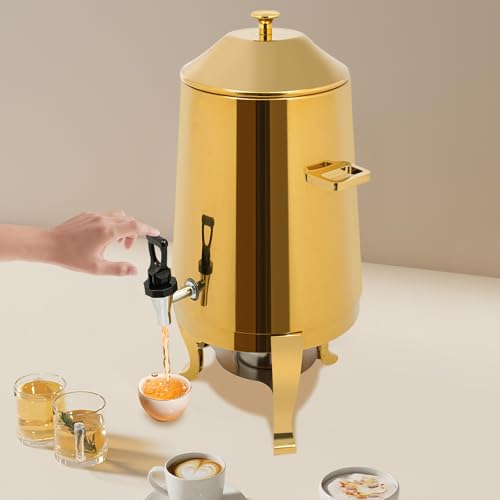 Stainless Steel Beverage Dispenser, 3.43Gal/13L Drink Dispenser with Spigot, Water Beverage Milk Can Milk Pail Bucket for Hot Water, Cold Milk, Coffee, Tea, Juice - size: 3.43Gal/13L
