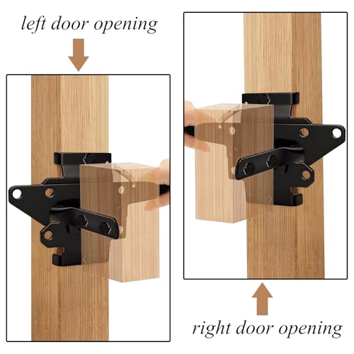 Tebery Self-Locking Gate Latch Heavy Duty, Automatic Post Mount Door Gate Lock for Fence, Weatherproof Steel Yard Gates Latch Hardware for Garden, Barn, Farm, Outdoor Fences, Black