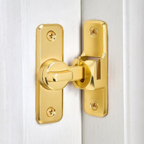 2 Pcs Gold 90/180 Degree Flip Latch,Zinc Alloy Barn Door Latch | Right Angle Door Lock Latch,Sliding Door Latch Lock,for Cabinets,Bedroom,Fence Gates,Window,Garden,Garage,Pet Cage - color: Gold
