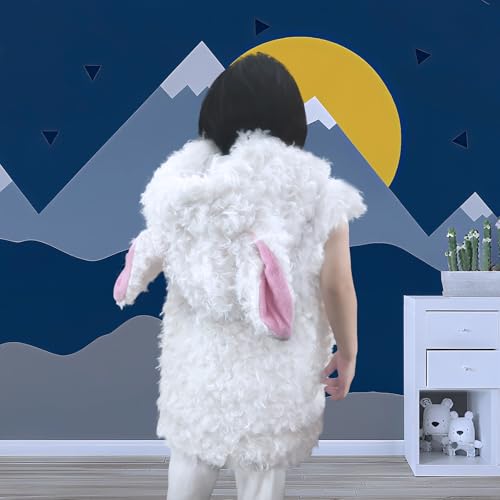 Kids Toddler Lamb Costumes Hooded Vest Cute Sheep Cosplay Christmas Outfits Sleeveless Hoodies for Boys Girls - size: 2-3 Years