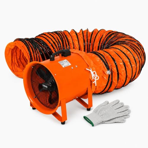 IDEALHOUSE 12 Inch Utility Blower Exhaust Fan with 16.4 ft Duct Hose, 3500 CFM High Velocity Air Mover, Heavy Duty Ventilation Fan for Workshop Garage, 3500 RPM Low Noise, Portable - size: 12 Inch Fan+16.4 FT Ducting