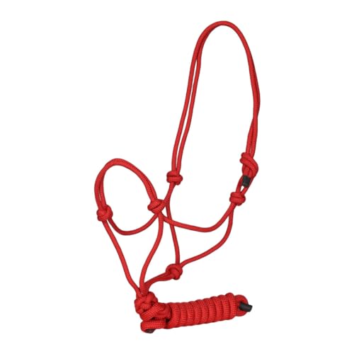 TuffRider Rugged Rope Halter with Matching 6 Foot Lead - color: Red