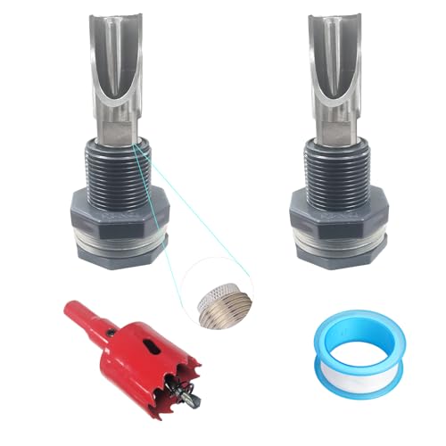 Automatic Pig Nipple Waterer Set with PVC Tank Connectors for Barrel Kit - 2pcs Stainless Steel Nipples for Sows, Piglets, Goats - Includes Installation Hole Opener - color: PVC, size: 2PCS