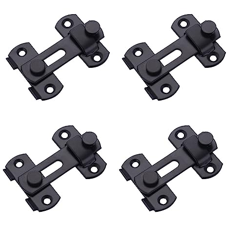 Flip Lock Barn Door Latch 4 Pack Door Latches Small Black Safety Door Glide Sliding Wine Cabinet Closet Gate for Bathroom Garden Cabinet Window