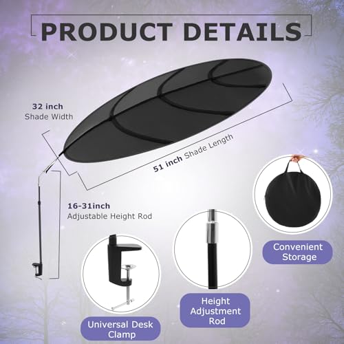 1 Pack Large Adjustable Office Cubicle and Desk Shade,51'' Portable Cubicle Light Shade with Clamp Foldable Rotatable Canopy Blocks Light or Disturbance for Working Accessories (Stars) - style: Stars