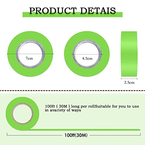 6 Pack Green Flagging Tape, Non-Adhesive Plastic Ribbon Neon Marking Roll | 1inch*600ft, Marking Tape for Tree Marking, Hunting, Boundaries Hazardous Areas,Trail Marking, Workplace Use - color: Green