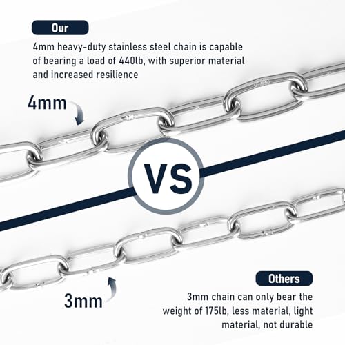 Heavy Duty Chain 440LB 40" Chains for Heavy Bag, Hammock, Swing, Outdoor Indoor Use, Rust-Resistant Secure Hanging - size: 40inch-1PCS