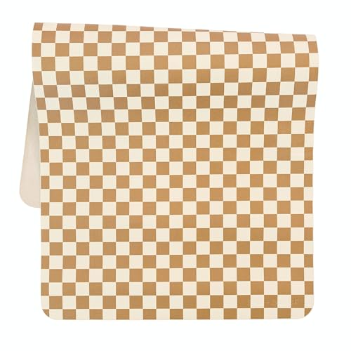 Vegan Leather Baby Changing Mat 16x30in, Wipeable, Foldable, Mocha Checker | Wipeable vegan leather changing mat folds compact for travel, portable multipurpose 16x30in - color: Mocha Checker