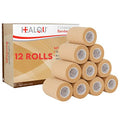 HEALQU Self Adhesive Bandage Wrap – 12 Rolls 3" x5Yd Cohesive Tape for Athletic & Sports -Self Adherent Medical Tape, Flexible, Waterproof Elastic Bandages for Wrist & Ankle Vet Wrap for Dogs - size: 3" Box of 12