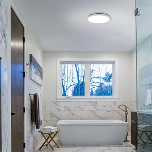 Homewerks 7141-80 Bathroom Fan Integrated LED Light Ceiling Mount Exhaust Ventilation 1.1 Sones 80 CFM, White - color: Round 80 CFM