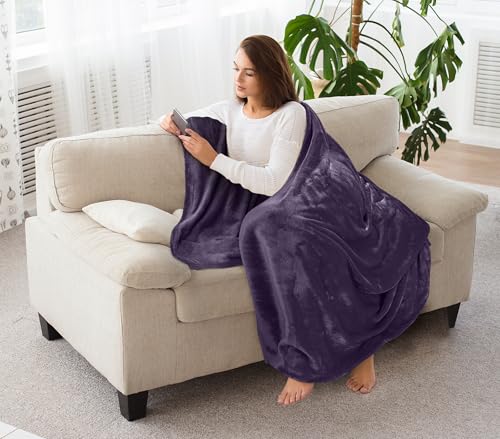 Utopia Bedding Ultra Soft Fleece Bed Blanket Throw Size Purple (50x60 Inch) | Microfiber Plush Warm Lightweight Breathable Cozy Blanket Anti-Static, All Season Use, Gift for Women and Men - color: Purple, size: Throw (50x60 Inch)