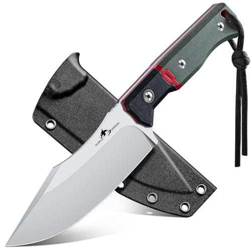 Purple Dragon Outdoor Knife for Skinning - Drop Point Skinning Knife Green | Forged from a Single Piece of D2 Steel, Full Tang G10 Handle, Gift Box - size: 4.8 inch