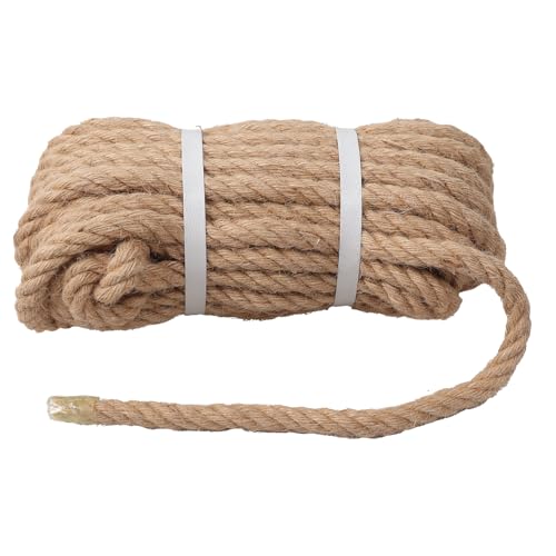 Natural Jute Rope, Heavy Duty Thick Rope, 1/2 in x 50 ft | For indoor and outdoor crafts, nautical rope decor, railings, hammocks, swings, gardening and tug of war - size: 1/2 in x 50 ft