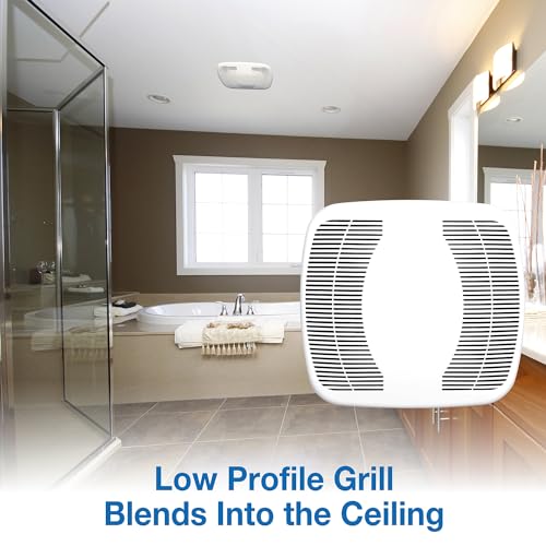 Air King 90 CFM 3.0 Sones Ceiling Mounted Snap-In Installation Bathroom Exhaust Fan, BFQ90 - color: White