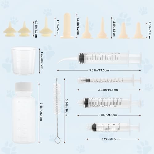 Kitten Bottle Feeding Kit, Pet Nursing Kit, Apricot, 1 Set | Easy-to-Use Kitten Feeding Set, Complete Care Solution for Feeding, Kitten Bottle Feeding Set with Nursing Nipples - color: Apricot