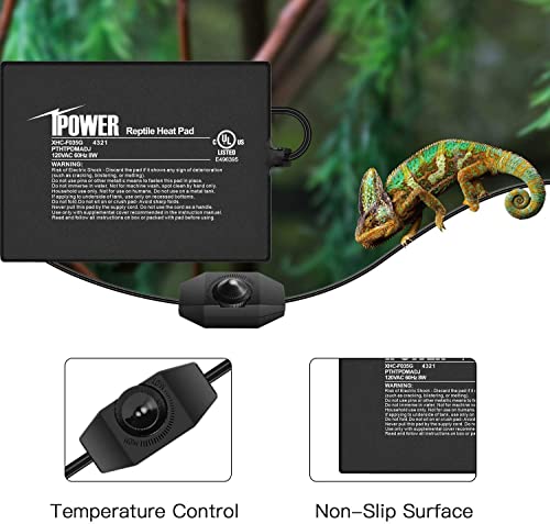 iPower 6 by 8-Inch Reptile Heat Mat with Temperature Adjustable Controller Knob, LCD Digital Aquarium Thermometer, Under Tank Warmer Terrarium Heat Pad for Reptiles and Amphibians - size: 6 X 8 Inch, style: Pad with Adjust Knob+ Thermometer