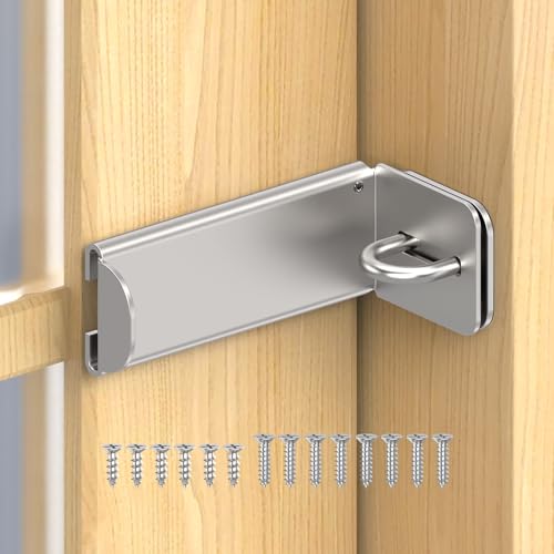 90 Degree Right Angle Door Locks, 3.3 Inch Thickened Sliding Hasp Latch for Inward Opening/Closet/Shed/Barn Door, Cabinet - Heavy Duty Latch for Home Security, Silver, 1PC - color: Silver, size: 3.3In-1PC