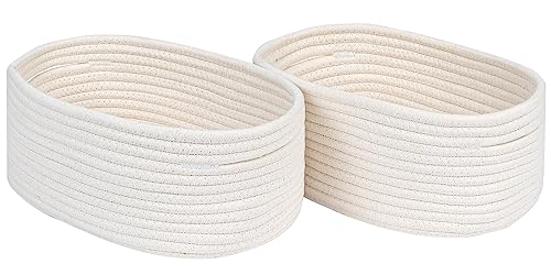 CubesLand Cube Shelf Closet Storage Basket Bin,Woven Basket for Organizing | Long-lasting &Skin-friendly Toy Storage Basket Bin,Stylish Room Decor Basket,Off White Cotton Rope Basket 2 Packs - color: Off White, size: 2pcs-small basket