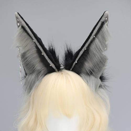 Handmade Wolf Ears Headband Fox Ear Hairband Wolf Cosplay Props - color: C Gray