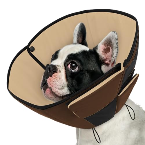 Dog Cones for Medium Dogs, Soft Dog Cone Collar After Surgery | Pet Cone for Dogs Wound Care, Spay, Neuter, Breathable Pet Surgery Collars & Cones, Adjustable Elizabethan Collar, Brown M - color: Brown, size: M