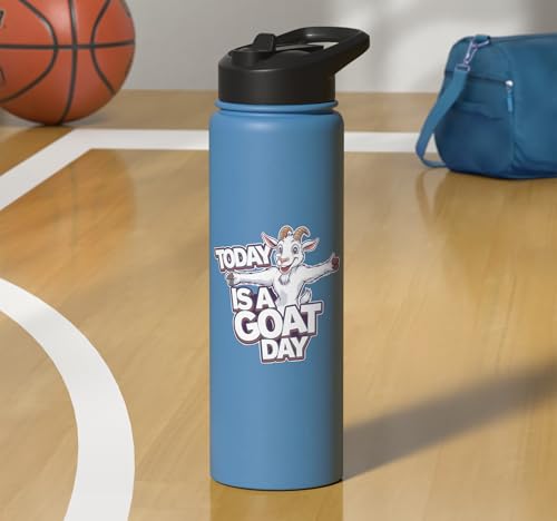 Childrens Today is a Goat Day Design | Kids Goat Stainless Steel Insulated Water Bottle - color: Light Blue