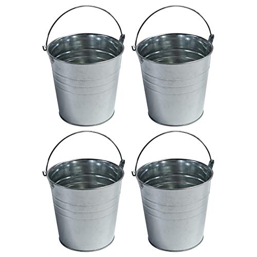 Regent 4 Metal Buckets 5 inch X 5 inch Galvanized Pail with handles for Wedding Decorations,Centerpieces for Party,Garden Planters