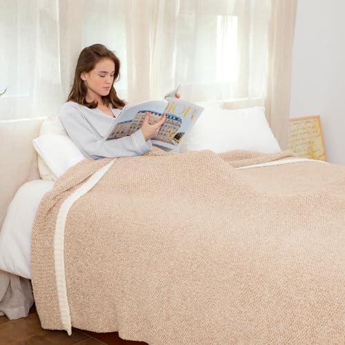 Snuggle Sac Twin XL Bed Blanket 66x90 inches, Super Soft Warm Beige Blankets for Bed, Living Room, Luxurious Microfiber Blanket Dupes, Heather Beige, 66x90 inches - color: Heather Beige, size: Twin-XL (66"x90")