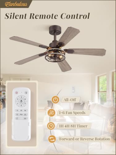 Fanbulous 42 Inch Farmhouse Rustic Caged Ceiling Fan with Lights, 2 Pack | Double-sided Color Blades , APP/Remote Control ,6-speed Wind & Reversible Function, Quiet, Timer, Oil Bronze - color: Oil Bronze