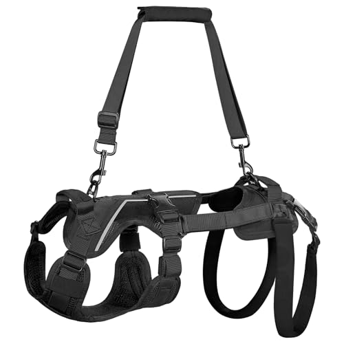 OneTigris Dog Lift Harness for Small Dogs XS, Dog Sling Carrier for Small Dogs, Full Body Lift Vest with Reflective Straps, Support Harness for Back Legs (Black, XX-Small) - color: Black, size: XX-Small