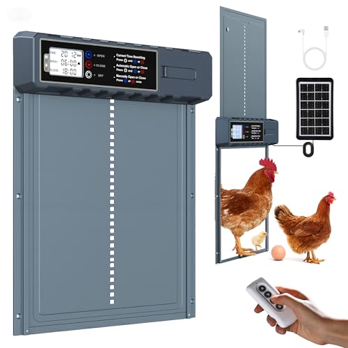 Automatic Chicken Coop Door Solar Powered with XL Large Size 10.8″x 14.2″ Auto Chicken Door Design with USB-C Charging & 3 Modes, Anti-Pinch & Aluminum Alloy Weather Proof-Blue - color: Blue