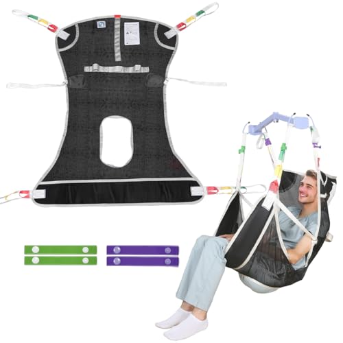 EZ Assistive Patient Lift Sling with Commode - Patient Lifting Slings for Transfer - Medical Full Body Straps for Elderly, Disabled,Nursing,Caregiver - SWL 500 lbs (Small-Black-1 PC) - size: Small-Black-1 PC