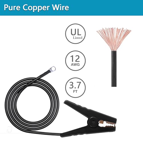 Electric Fence Wire - Grounding Rod, Connect The Energizer and Electric Fence Charger Solar Powered, Solar Electric Fence Lead Wire with Alligator Clip, for Generator Electric Fence - size: Ground Rod with 2pcs 3.7ft Wire