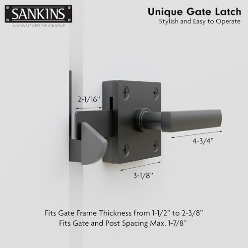 Black Heavy Duty Double Side Gate Latch for Wooden Fence, Self Locking Aluminum Gate Latch for Outdoor Fence, Swinging Door Latch Gate Hardware,Black