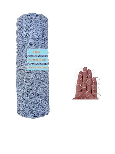 22GA Galvanized 16 in x 100 ft x 1/2 in Mesh Chicken Wire Hexagonal Poultry Netting for DIY Crafting, Pet Cages, Edge Fencing, Lawn Netting - size: 16"x100'-1/2" 22GA