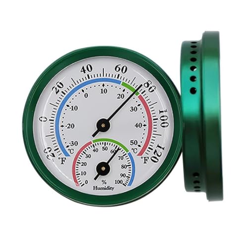 Mini Indoor Thermometer Hygrometer Analog 2 in 1 Temperature Humidity Monitor Gauge for Home, Wall, Room, Outdoor, Offices, Display Mechanical No Battery Needed (Silver) - color: Silver
