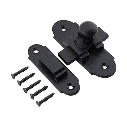 Renovators Supply Manufacturing Black Slide Bolt Door Latch 3.25" X 1.25" Antique Wrought Iron Small Metal Sliding Latches for Windows Or Cabinet Doors Rust Resistant Locks with Hardware - size: Pack of 1