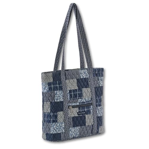 Bella Taylor Large Tote, Quilted Shoulder Bag for Women | Lightweight, 6-pocket large quilted purse, machine washable, zippered top, ultimate organization, durable construction - color: Heritage Blue Patch