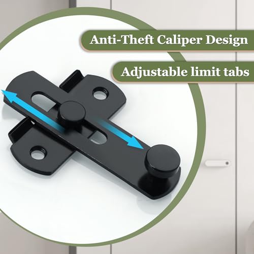 Alise 2 pcs Flip Latch Gate Latch,3 inch Stainless Steel Barn Door Lock,Anti-Theft Lock,Safety Door Lock for Wooden Fence,Matte Black Finish MS9003B-2P | Heavy Duty Gate Hardware ,Security Flip Latch,Anti-theft Latch for Barn Wood Fence Sliding French Doo