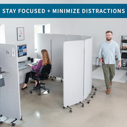 VIVO Freestanding 72 x 66 inch Privacy Panel, Mobile Cubicle Divider, x3 24 inch Wall Partitions, Gray, PP-3-T072G-M - size: 72"